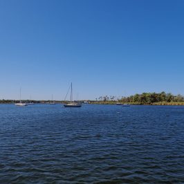 a boat in a large body of water